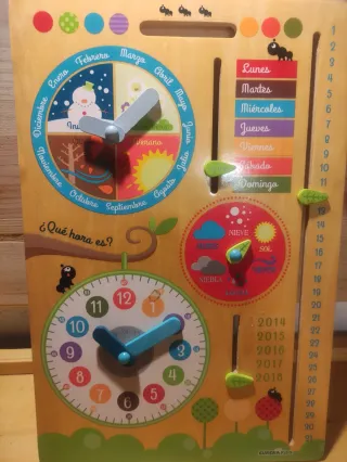 Reloj Calendario Infantil Madera