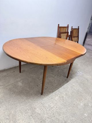 Mesa comedor redonda extensible madera