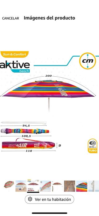 Sombrilla de Playa aktive Multicolor N212