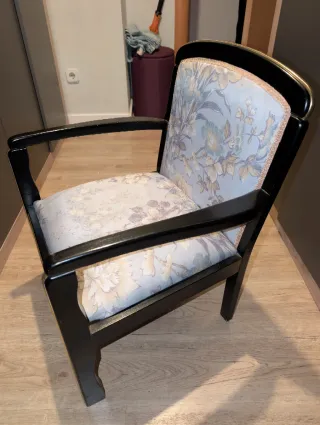 Butaca vintage tela y madera