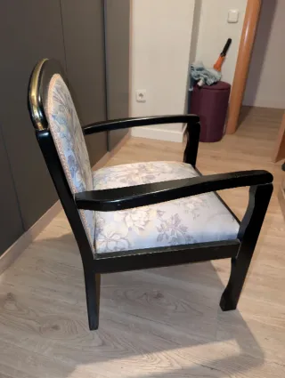 Butaca vintage tela y madera