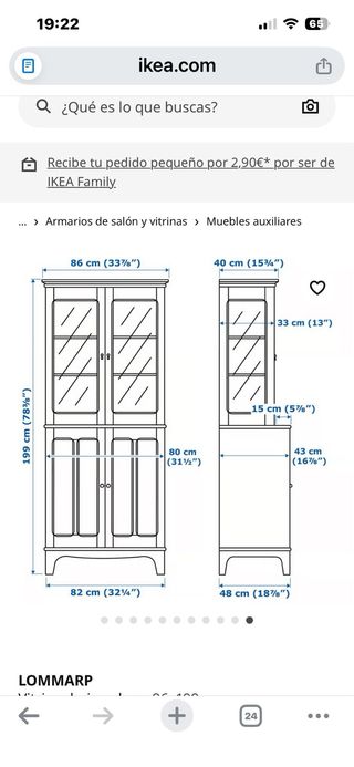 Vitrina LOMMARP IKEA blanca cristal