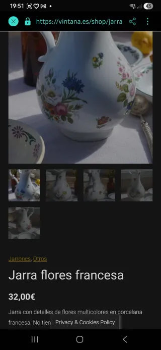 Jarra de porcelana francesa con flores