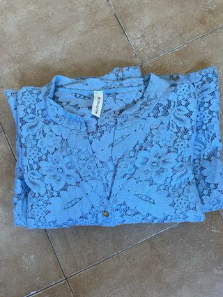 Camisa azul encaje talla XXXL
