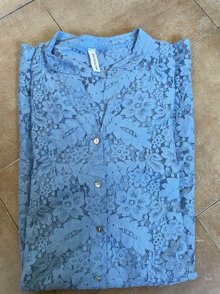 Camisa azul encaje talla XXXL