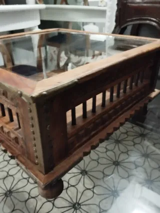 Mesa auxiliar árabe madera y cristal