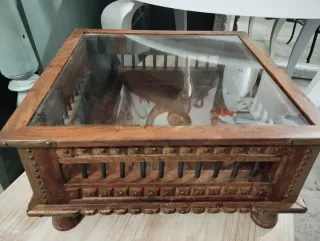 Mesa auxiliar árabe madera y cristal