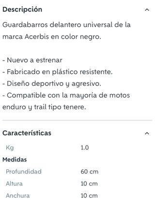 Guardabarros Acerbis Negro