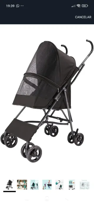 Carrito para mascotas negro