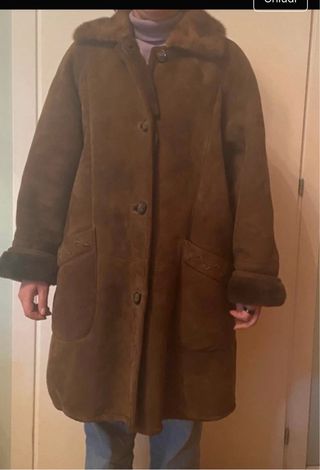 Montone donna marrone con pelliccia