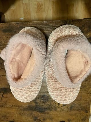 Zapatillas chenilla pompón rosa