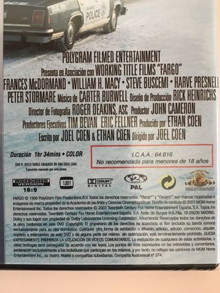 Fargo DVD - Hermanos Coen (Precintada)