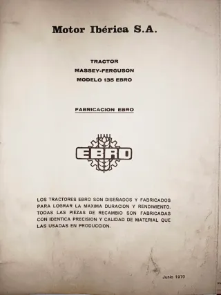 Manual de taller tractor Massey Ferguson 135 Ebro