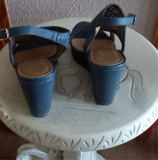 Sandalias cuña Xti azul/plomo talla 40