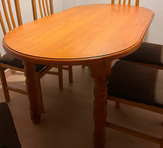 Mesa ovalada madera maciza 6 plazas