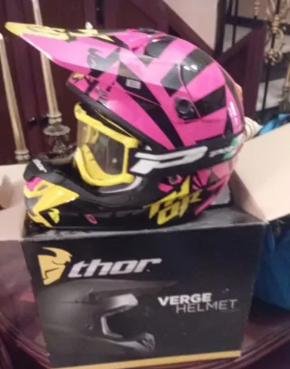 Casco de Cross Thor Rosa y Amarillo