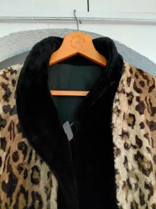 Abrigo Vintage Leopardo Negro Beige