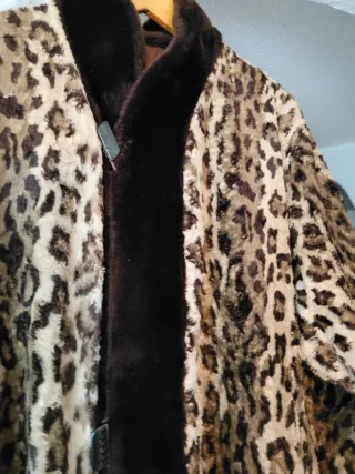 Abrigo Vintage Leopardo Negro Beige
