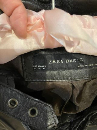 Chaqueta Zara Mujer Piel Ovina Gris