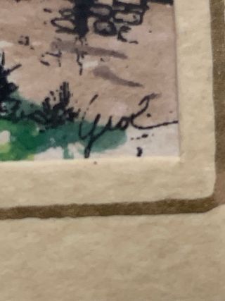 Acuarela original italiana firmada, enmarcada.