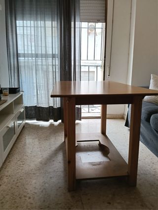 Mesa camilla de madera con cristal incluido