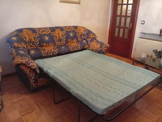 Sofá 3+2 barroco azul y dorado