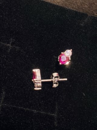 Conjunto Corazón Rojo Colgante y Pendientes Plata
