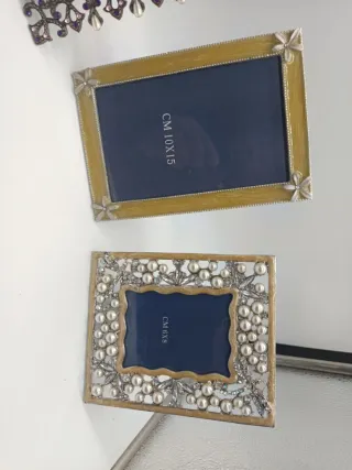 Set 3 Portafoto Metallo e Pietre