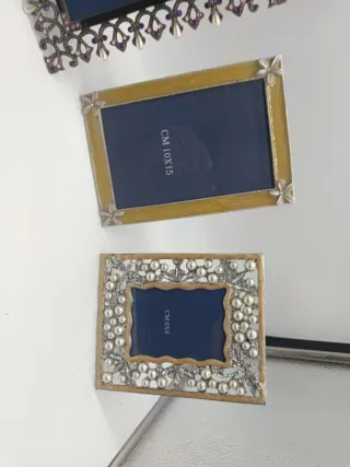 Set 3 Portafoto Metallo e Pietre