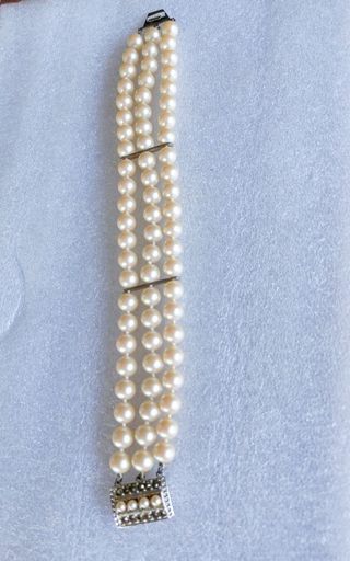 Pulsera Perlas Plata Antigua