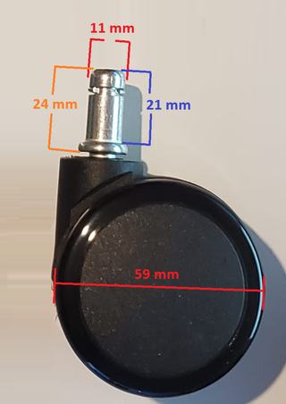 5 rodes per a cadira d'oficina (11mm) molt noves.