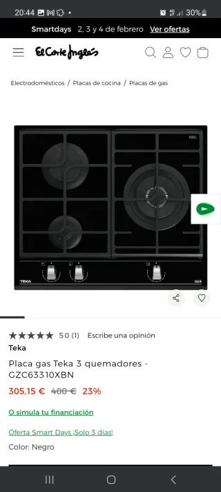 Placa de gas Teka GZN 63310 XBN