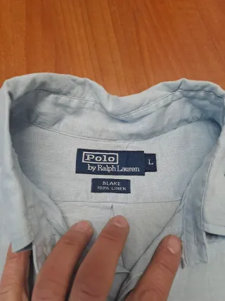 Camisa Polo Ralph Lauren Hombre 100% linen Azul