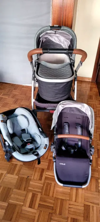 Pack cochecito Uppababy Cruz Trío Verde Grisáceo