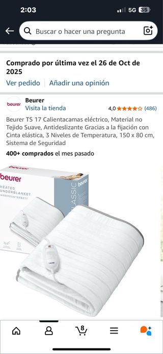 Manta Eléctrica Beurer Calefactora