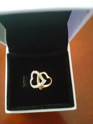 Anillo Corazones Oro y Cristal Swarovski
