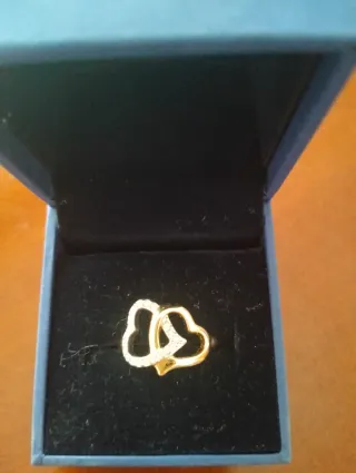 Anillo Corazones Oro y Cristal Swarovski