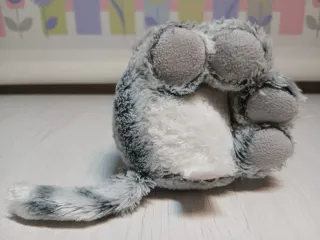 Peluche Ty Gato Gris con Lazo Rosa
