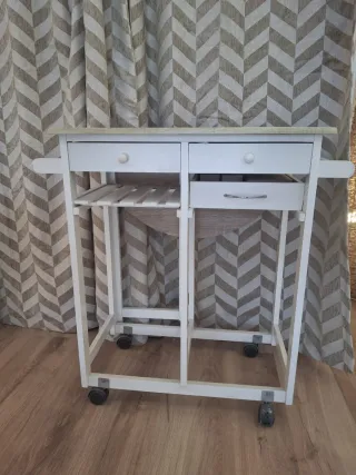 Carrito Auxiliar Cocina Blanco Madera