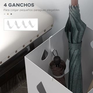 Paragüero Blanco de Acero con 4 Ganchos Entrada