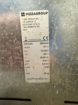 Horno de Pizza PizzaGroup 4x33cm 5,6 kW