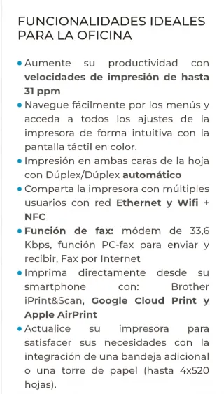 Impresora Multifunción Brother Láser 4 en 1