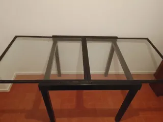 Mesa de cristal comedor extensible negra