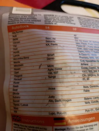 Cadenas de nieve AutoSock Talla 54