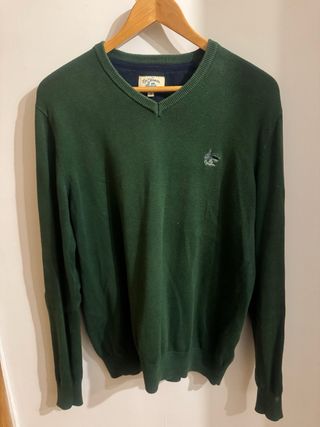 Jersey verde cuello pico con coderas