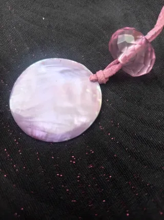 Collar Nácar Lila Cristal facetado vintage cordón