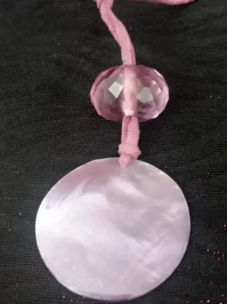 Collar Nácar Lila Cristal facetado vintage cordón