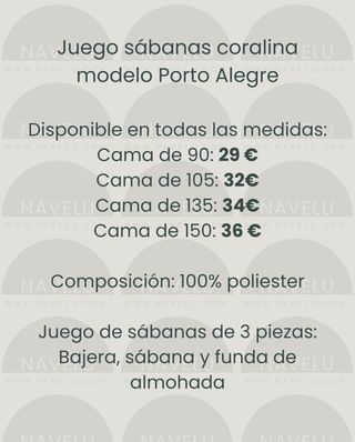 Sábanas Coralina Celeste - Todas las medidas