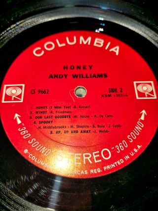Vinilo Andy Williams - Honey (Columbia CS 9662)