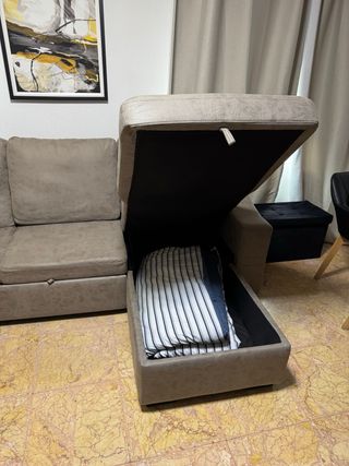 Sofá modular tela beige/gris